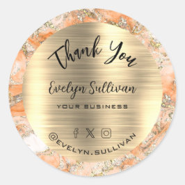 Peach Fluid Marble Dank u Ronde Sticker