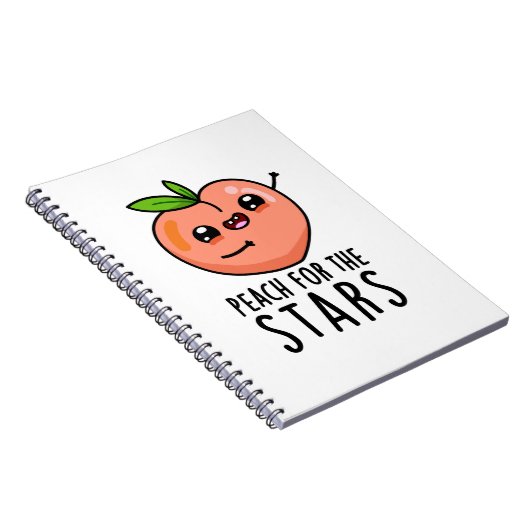 Peach for the Stars Funny Fruit pun Notitieboek (Rechterzijde)