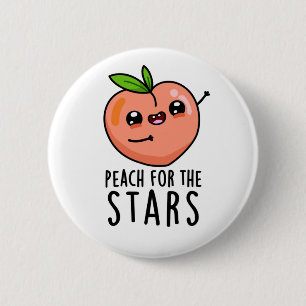 Peach for the Stars Funny Fruit pun Ronde Button 5,7 Cm