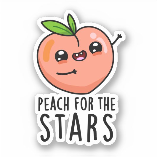 Peach for the Stars Funny Fruit pun Sticker (Voorkant)