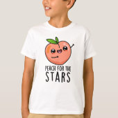 Peach for the Stars Funny Fruit pun T-shirt (Voorkant)