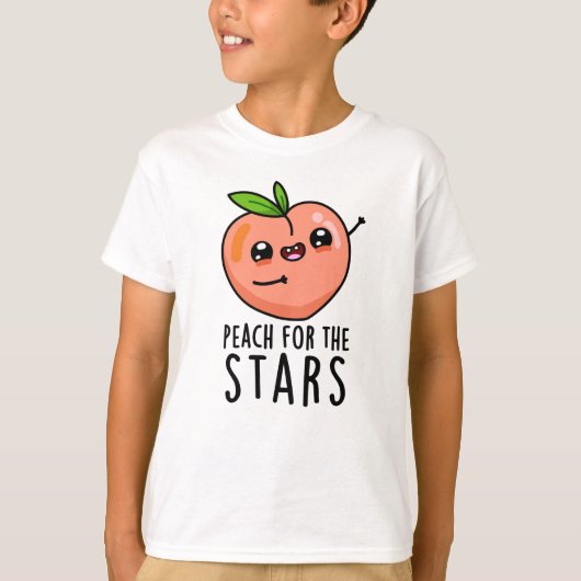 Peach for the Stars Funny Fruit pun T-shirt (Voorkant)