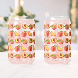 Peach Fruit Patroon Blikvorm Glas