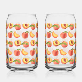 Peach Fruit Patroon Blikvorm Glas