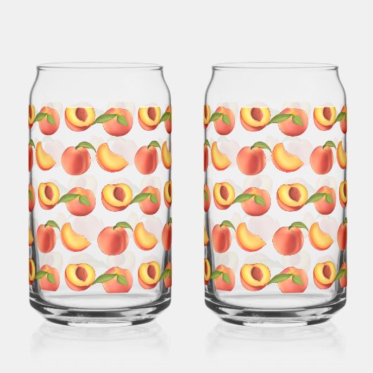 Peach Fruit Patroon Blikvorm Glas (Links)