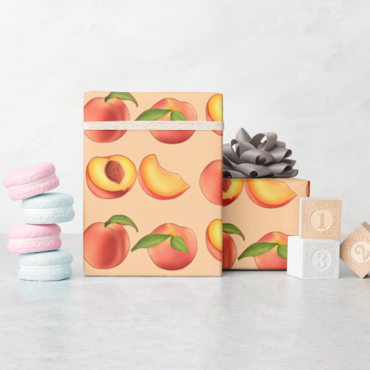 Peach Fruit Patroon Cadeaupapier (Baby Shower)