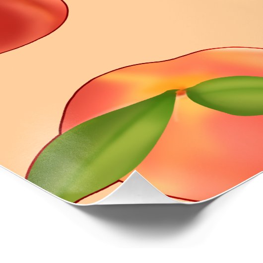 Peach Fruit Patroon Perfect Poster (Hoek)