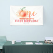 Peach Fruit Sweet 1st Birthday Party Spandoek (Beurs)