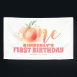 Peach Fruit Sweet 1st Birthday Party Spandoek<br><div class="desc">Advertentiebanner voor feestdag</div>