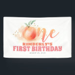 Peach Fruit Sweet 1st Birthday Party Spandoek<br><div class="desc">Advertentiebanner voor feestdag</div>