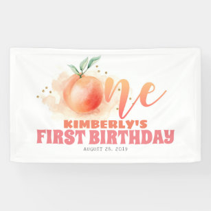 Peach Fruit Sweet 1st Birthday Party Spandoek