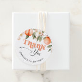 Peach fruit verjaardag dank u bedankjes labels (In situ)