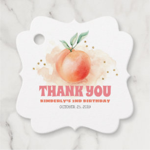 Peach Fruit Verjaardagsfeestje Dank u Bedankjes Labels