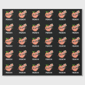 Peach Funny Peace Fruit Pun Dark BG Cadeaupapier (Vlak)