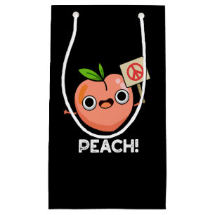 Peach Funny Peace Fruit Pun Dark BG Klein Cadeauzakje