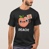 Peach Funny Peace Fruit Pun Dark BG T-shirt (Voorkant)