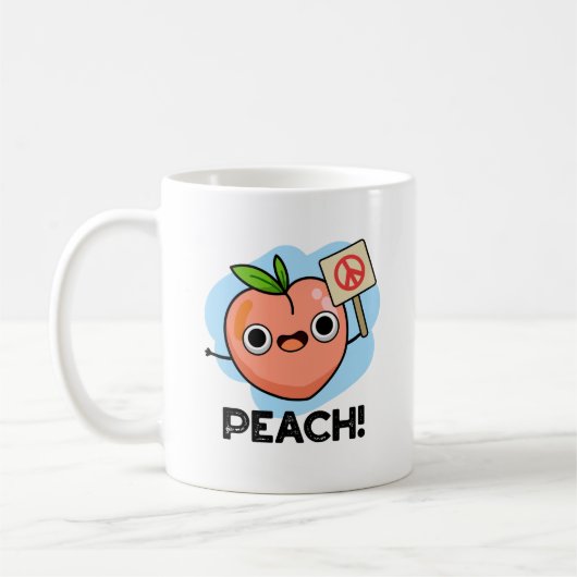 Peach Funny Peace Pun Koffiemok (Links)