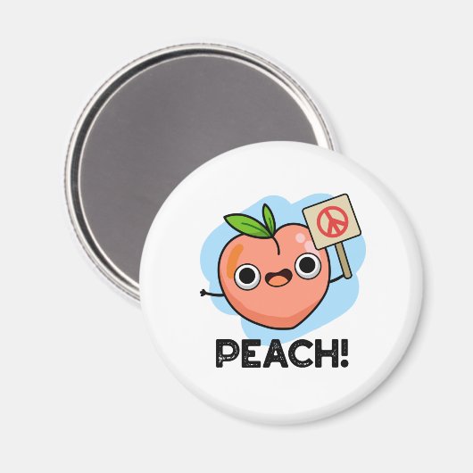 Peach Funny Peace Pun Magneet (Voorkant / Achterkant)