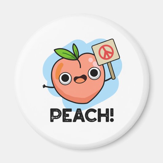 Peach Funny Peace Pun Magneet (Voorkant)