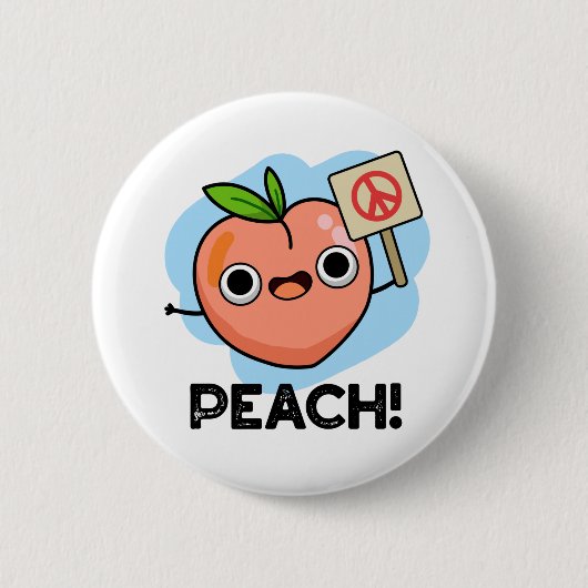 Peach Funny Peace Pun Ronde Button 5,7 Cm (Voorkant)
