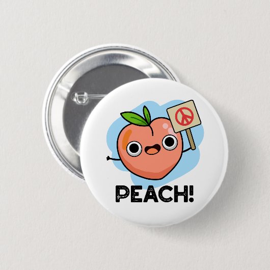 Peach Funny Peace Pun Ronde Button 5,7 Cm (Voorkant /achterkant)