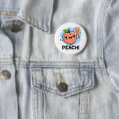 Peach Funny Peace Pun Ronde Button 5,7 Cm (In situ)