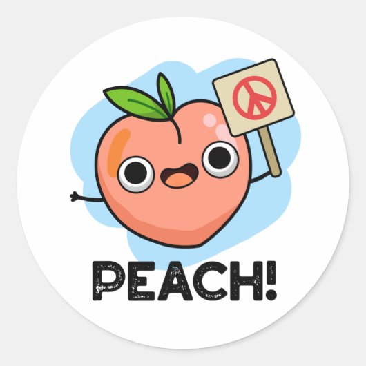 Peach Funny Peace Pun Ronde Sticker (Voorkant)