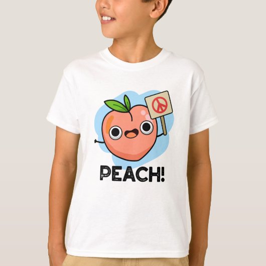 Peach Funny Peace Pun T-shirt (Voorkant)