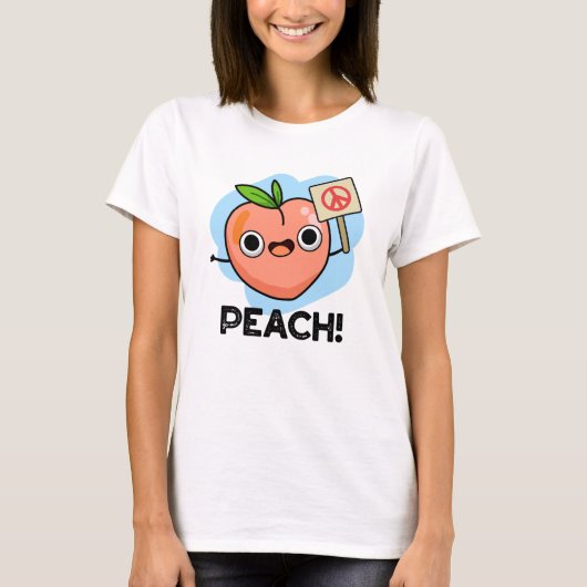 Peach Funny Peace Pun T-shirt (Voorkant)