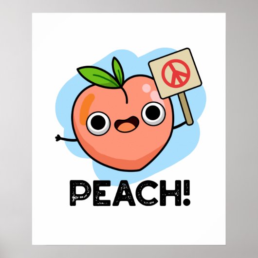 Peach Funny Peace Sign Fruit Pun Poster (Voorkant)