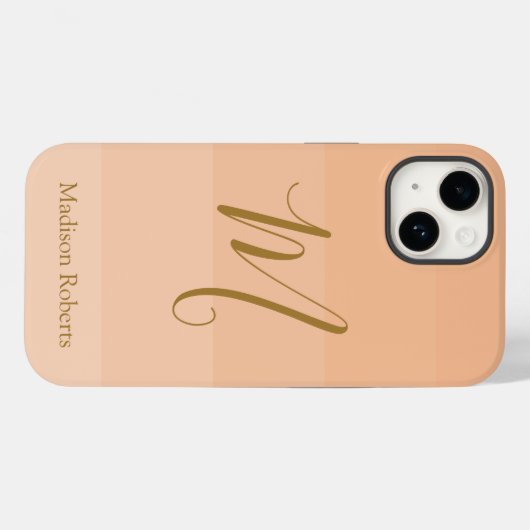 Peach Fuzz aangepaste monogram naam Case-Mate iPhone Case (Achterkant (horizontaal))