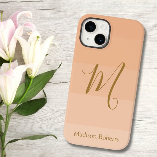 Peach Fuzz aangepaste monogram naam Case-Mate iPhone Case