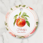 Peach Fuzz Baby shower Bedankjes Labels (Voorkant)