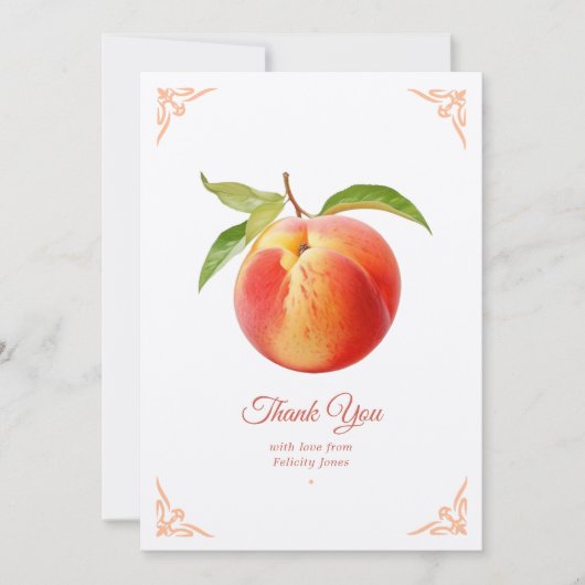 Peach Fuzz Baby shower Bedankkaart (Voorkant)