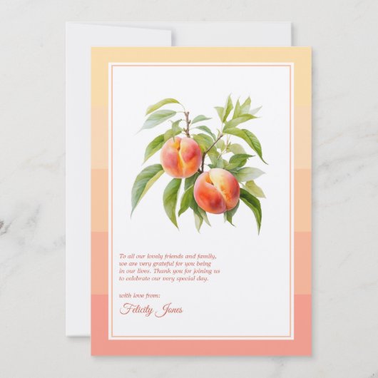 Peach Fuzz Baby shower Bedankkaart (Achterkant)