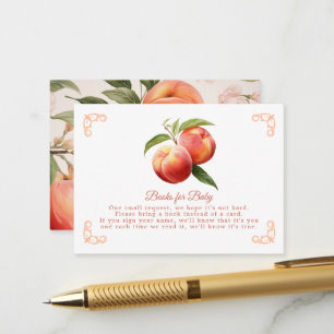 Peach Fuzz Baby Shower Boek Verzoek Informatiekaartje