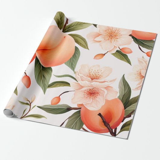 Peach Fuzz Baby shower Cadeaupapier (Uitgerold)