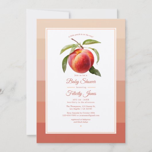 Peach Fuzz Baby shower Kaart (Voorkant)