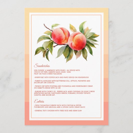 Peach Fuzz Baby shower Menu (Achterkant)