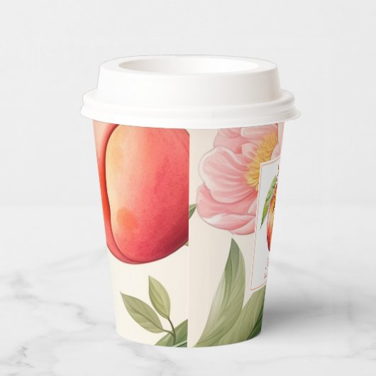 Peach Fuzz Baby shower Papieren Bekers (Rechts)