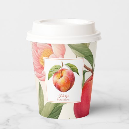 Peach Fuzz Baby shower Papieren Bekers (Voorkant)