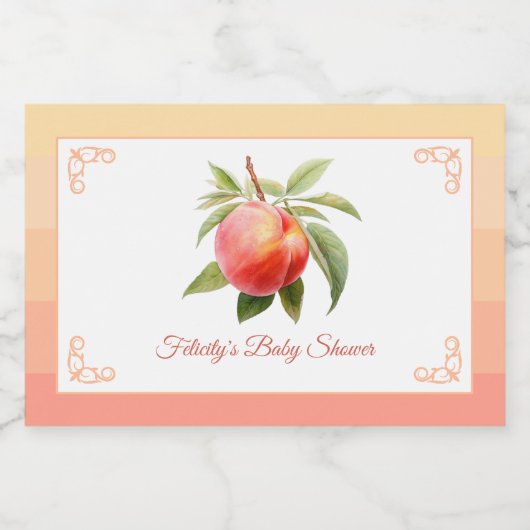 Peach Fuzz Baby shower Sparkling Wijnetiket (Enkel label)