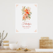 Peach Fuzz Baby Shower Welkom Poster (Keuken)