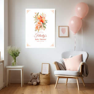 Peach Fuzz Baby shower Welkom Poster