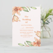 Peach Fuzz Bloemenorchidee bruiloft Kaart (Staand voorkant)