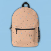 Peach Fuzz & Blue Polka Dots Monogram Initialen Bedrukte Rugzak