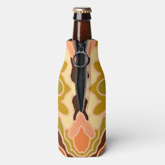Peach Fuzz Boho Shabby Chique Geometrische Abstrac Flesjeskoeler (Fles Achterkant)