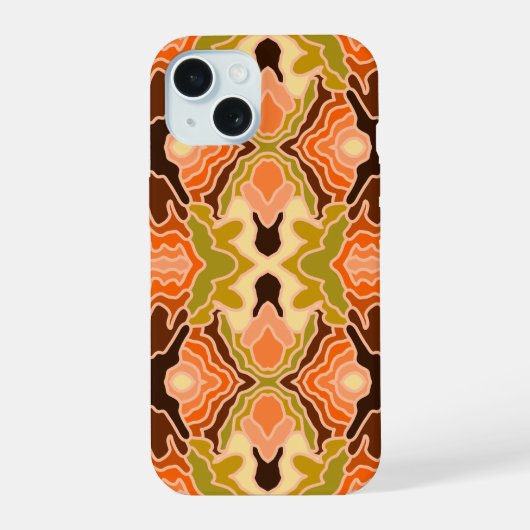 Peach Fuzz Boho Shabby Chique Geometrische Abstrac iPhone 15 Case (Achterkant)