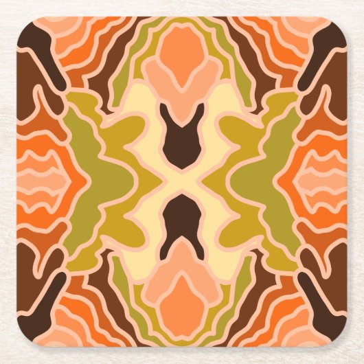 Peach Fuzz Boho Shabby Chique Geometrische Abstrac Kartonnen Onderzetters (Voorkant)