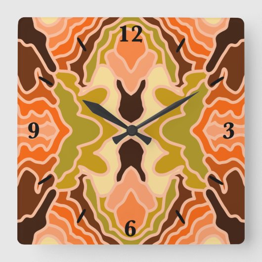 Peach Fuzz Boho Shabby Chique Geometrische Abstrac Vierkante Klok (Voorkant)